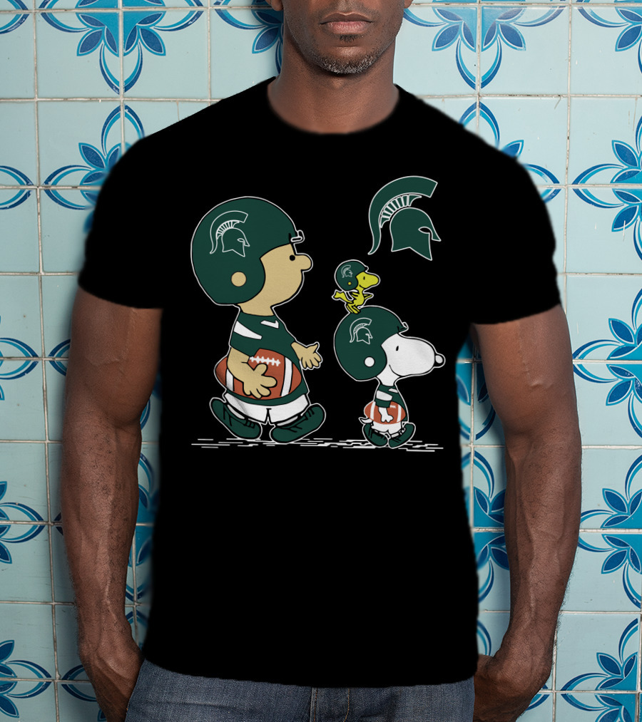 Michigan State Spartans Peanuts Characters Football T-Shirt