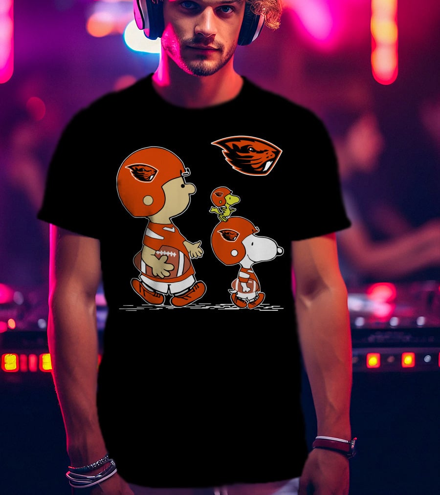 Snoopy And Oregon State Beavers Football Peanuts Characters T-Shirt