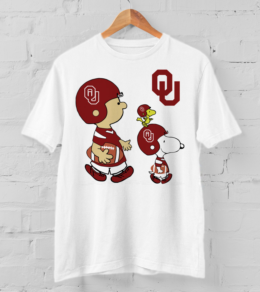 OU Sooners Football Characters With Helmets And Football T-Shirt