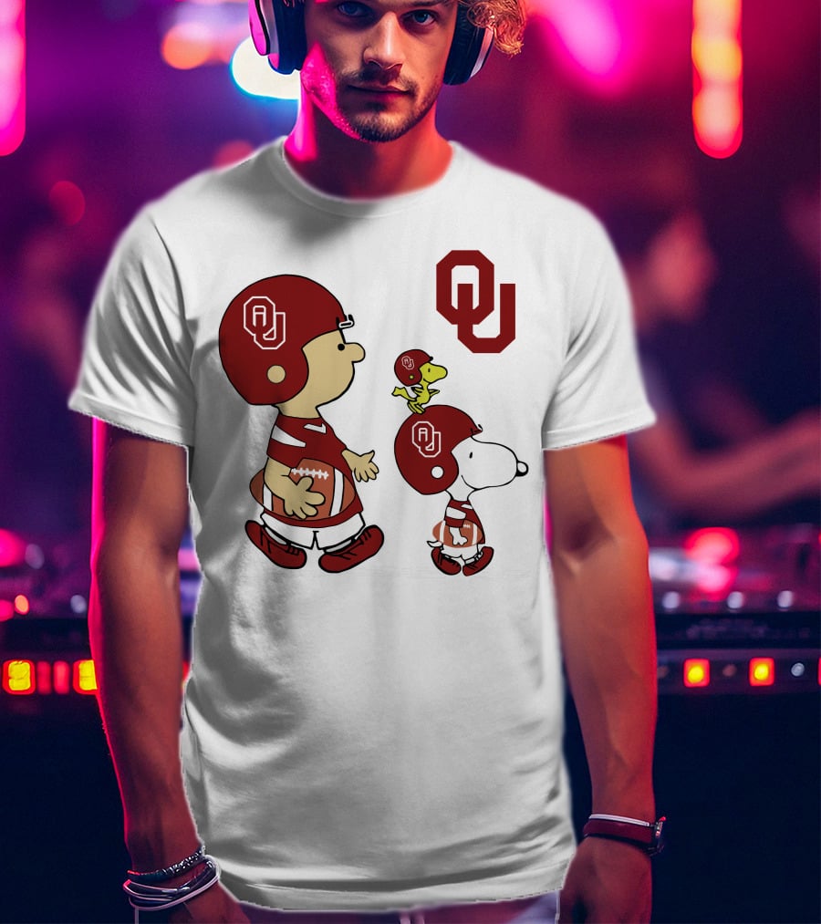 OU Sooners Football Characters With Helmets And Football T-Shirt