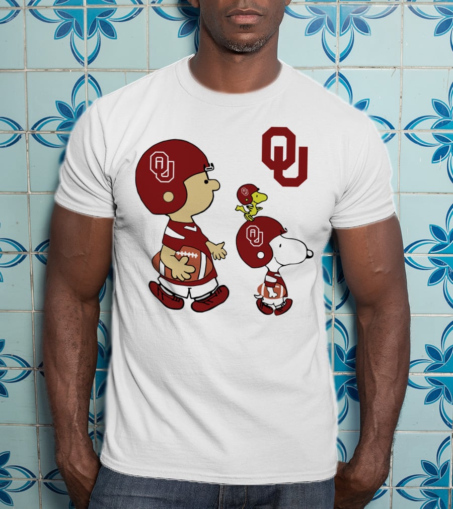 OU Sooners Football Characters With Helmets And Football T-Shirt