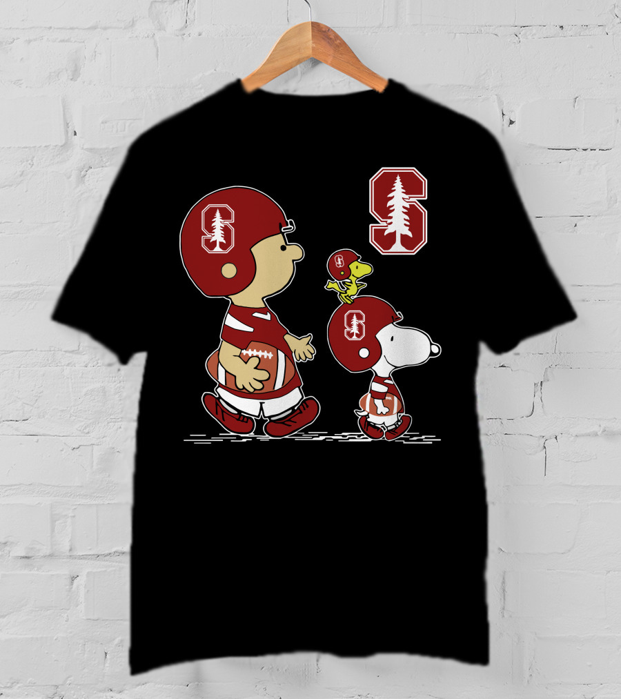 Stanford Cardinal Football Peanuts Characters With Iconic Stanford T-Shirt
