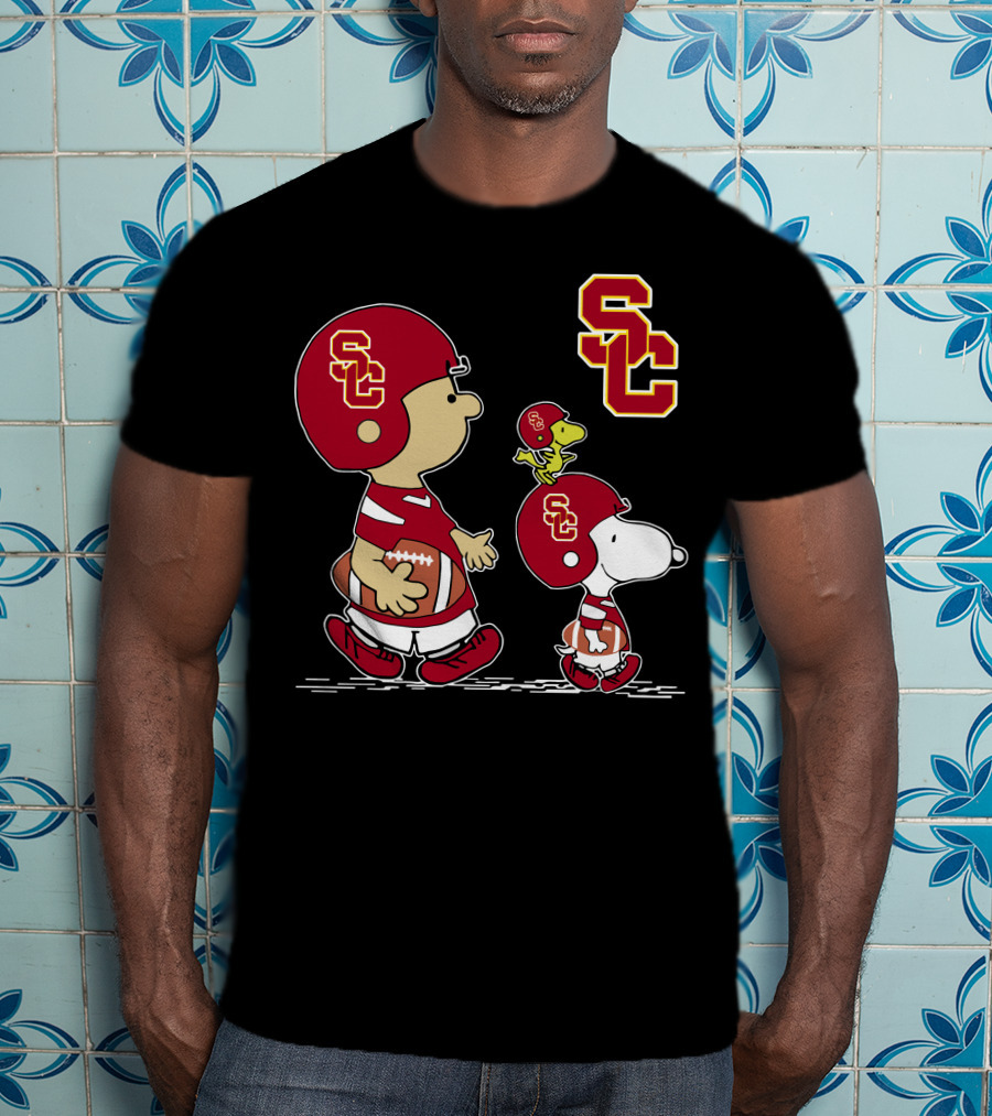 USC Trojans SC Football Characters In Helmets T-Shirt