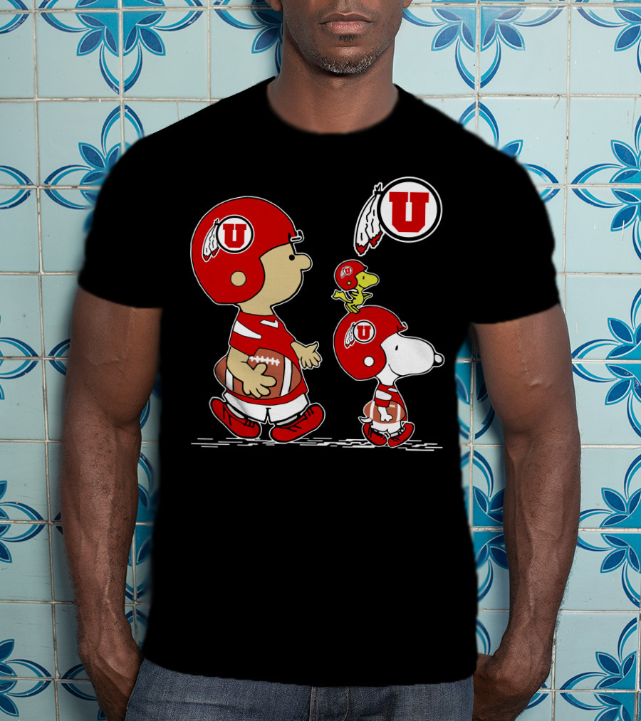 Utah Utes Snoopy Football Peanuts Gear T-Shirt