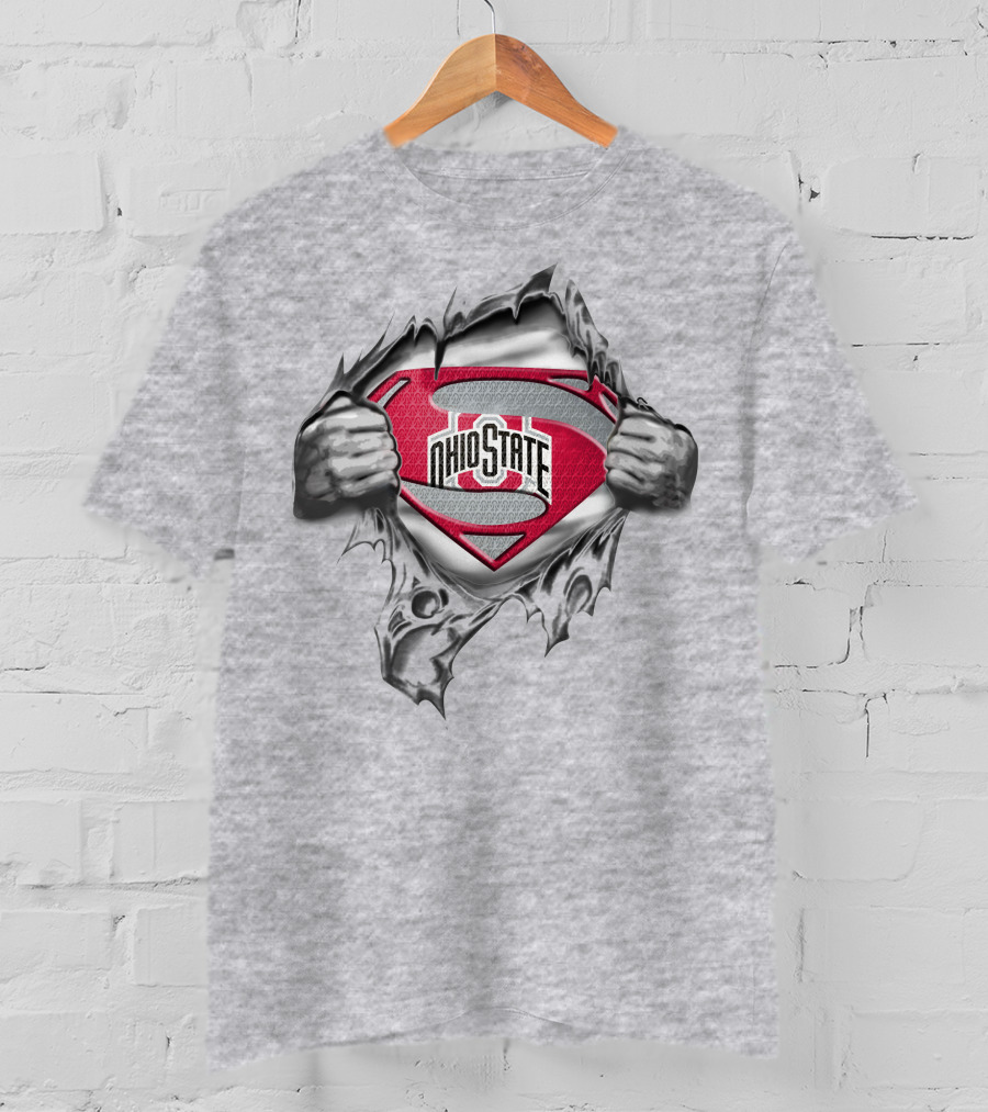 Ohio State Buckeyes Superman Logo Busting Through T-Shirt