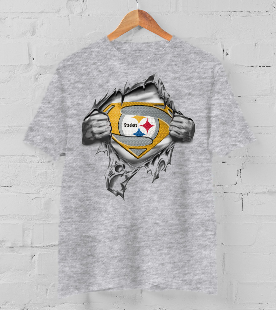 Steelers Logo Ripped Superman Shield T-Shirt