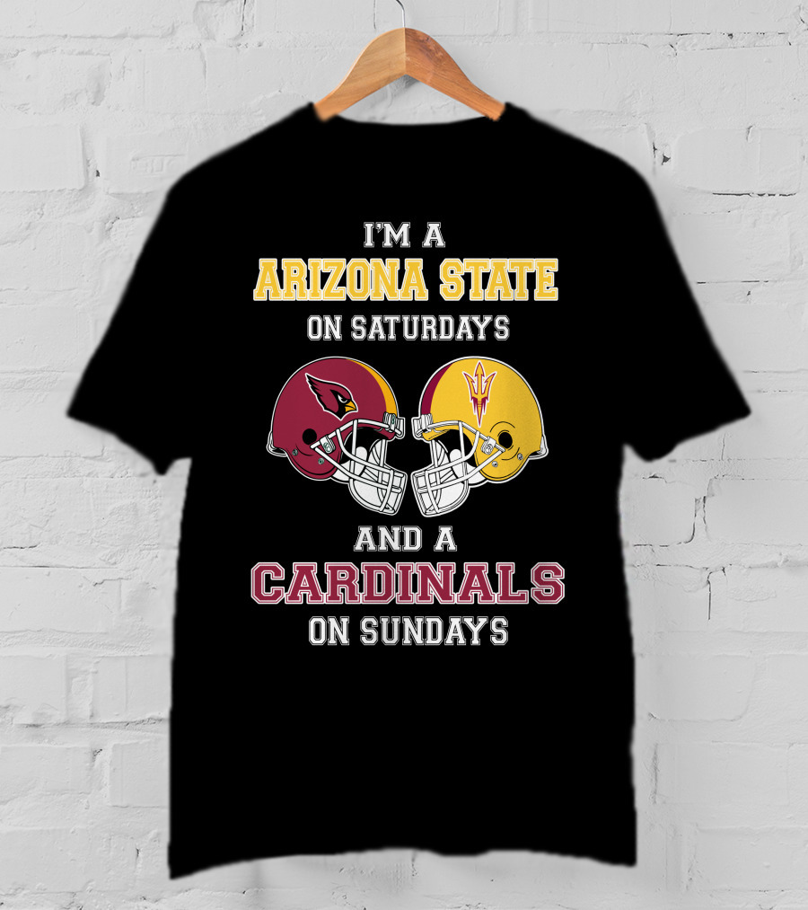 Arizona State Saturdays Cardinals Sundays Football Fan Dual Loyalty T-Shirt