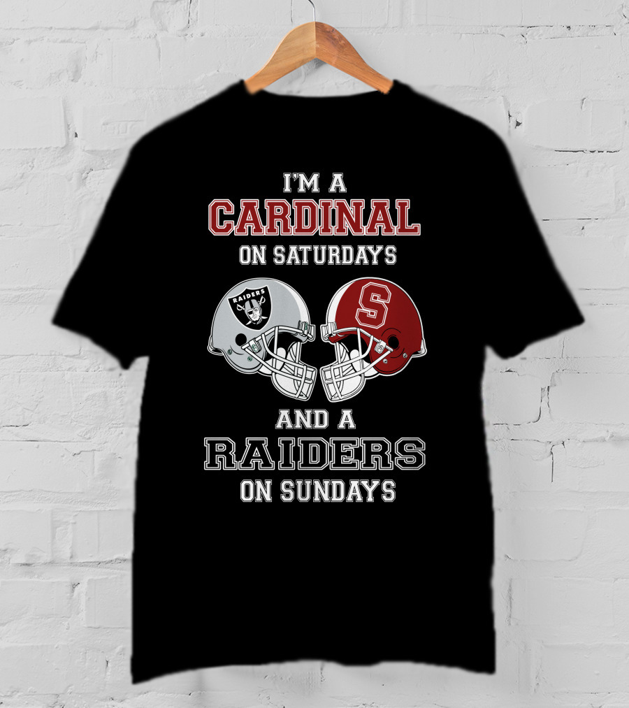 I'm A Cardinal On Saturdays And A Raiders On Sundays Helmet T-Shirt