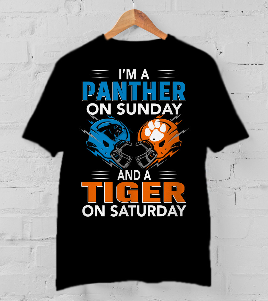 I'm A Panther On Sunday And A Tiger On Saturday Football Helmets T-Shirt