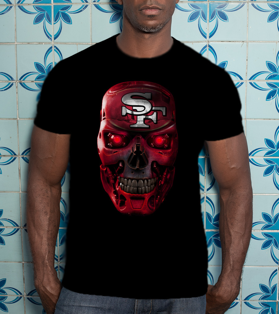 SF Skull 49ers Red Terminator Face T-Shirt