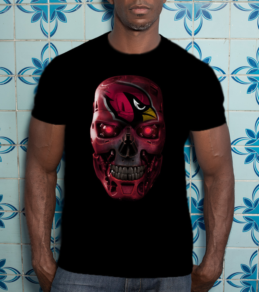 Skull Robot Arizona Cardinals Red T-Shirt