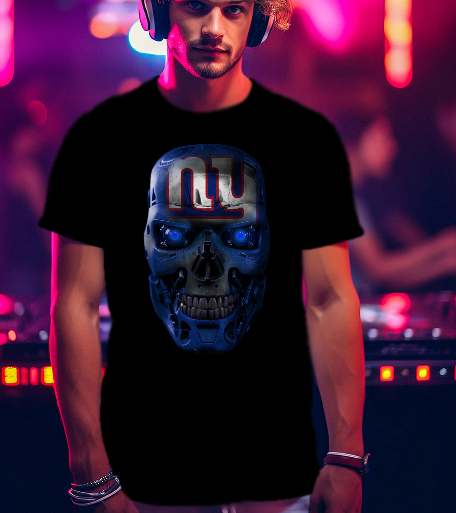 NY Giants Blue Skull Face T-Shirt