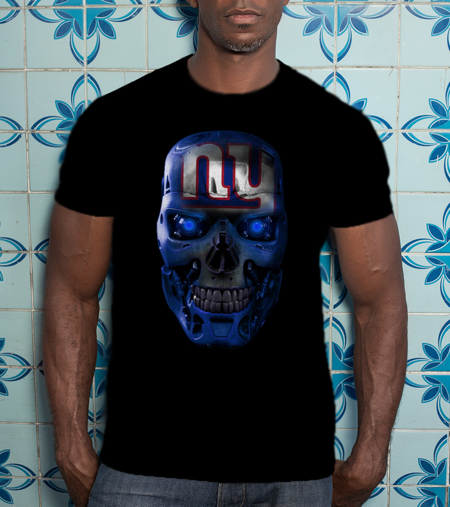 NY Giants Blue Skull Face T-Shirt