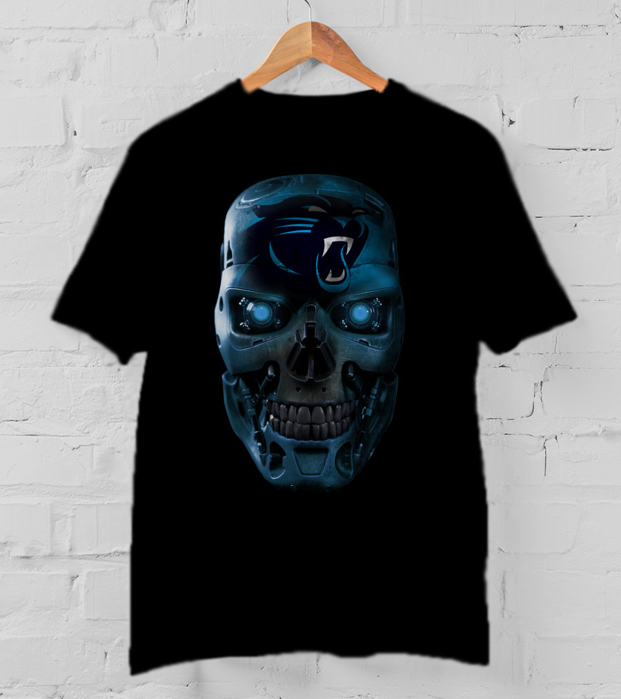 Skull Panthers Carolina Futuristic Robotic Skullface T-Shirt