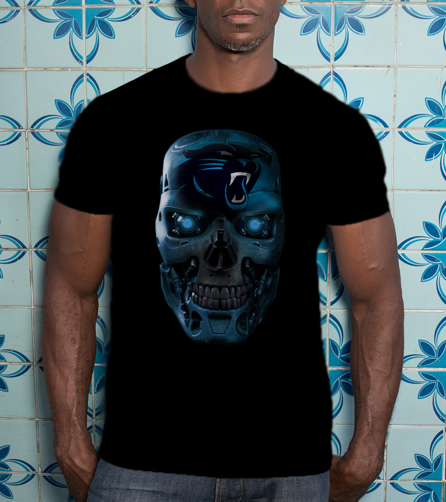 Skull Panthers Carolina Futuristic Robotic Skullface T-Shirt