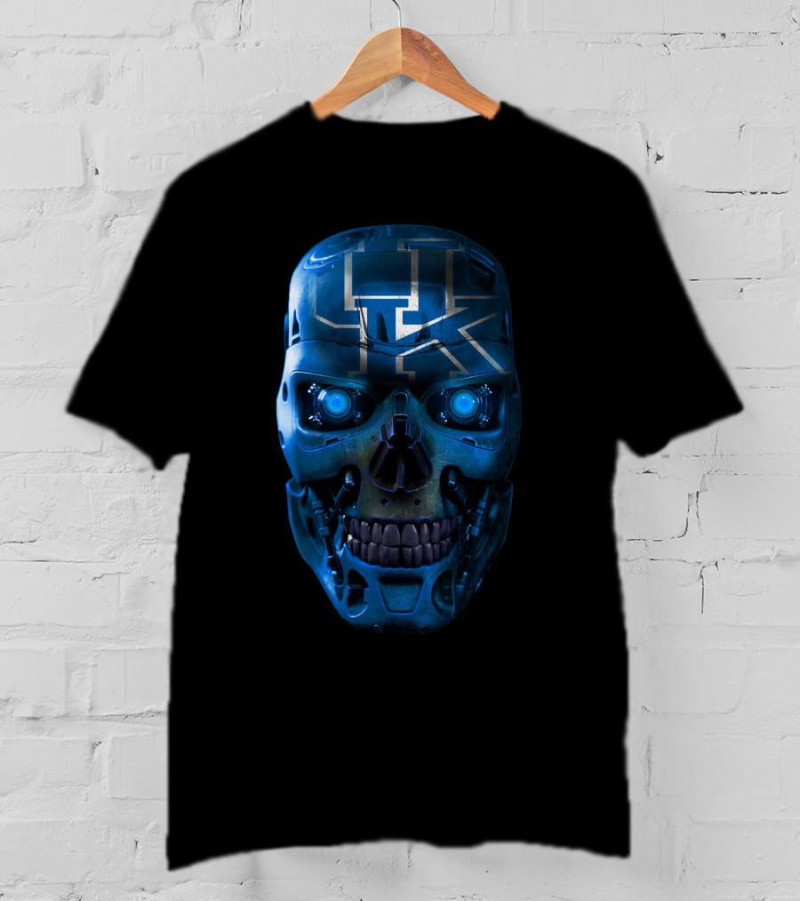 Skull UK Kentucky Wildcats Blue Metallic Face T-Shirt