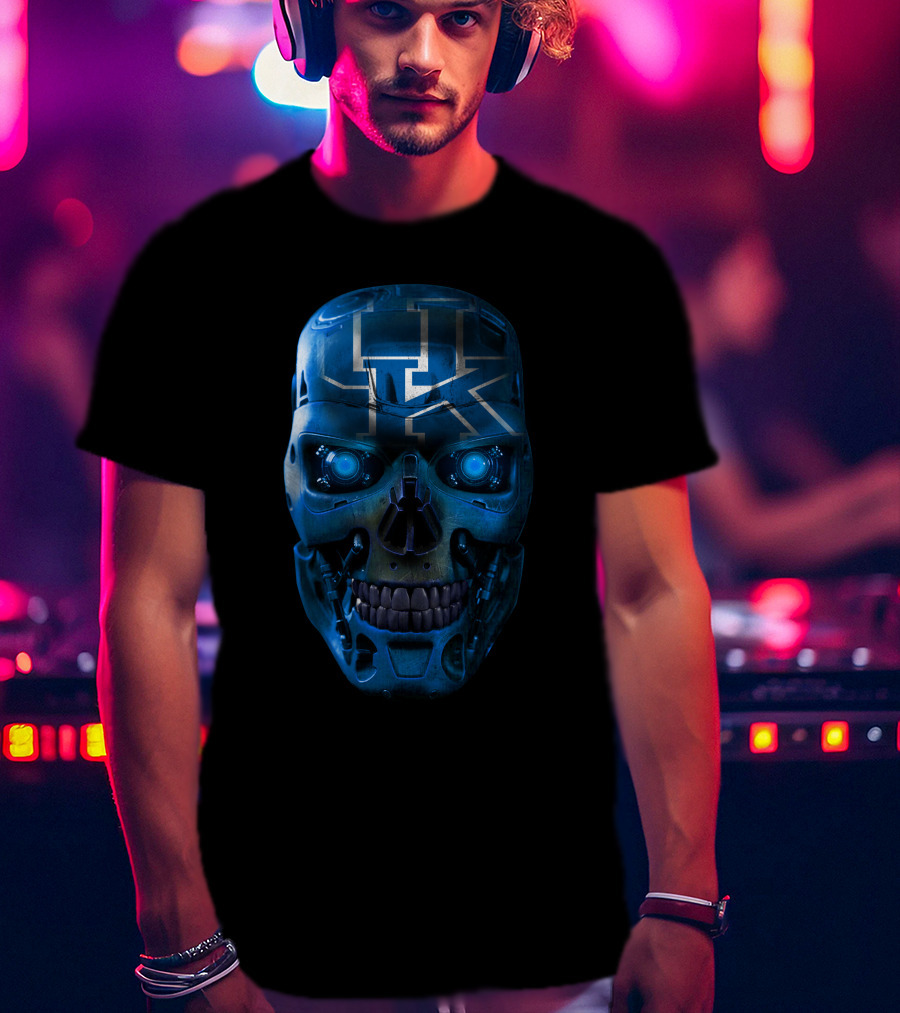 Skull UK Kentucky Wildcats Blue Metallic Face T-Shirt