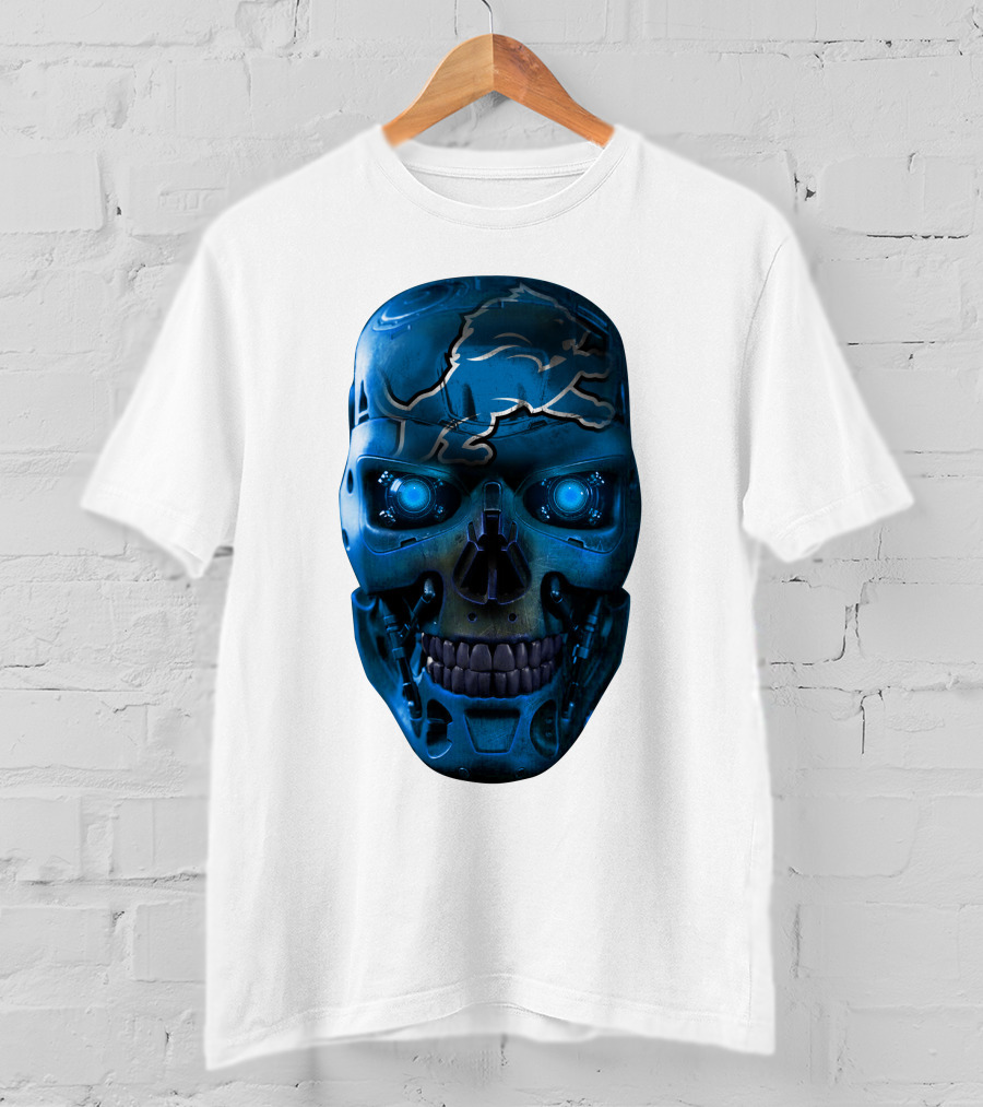 Detroit Lions Cyber Skull T-Shirt