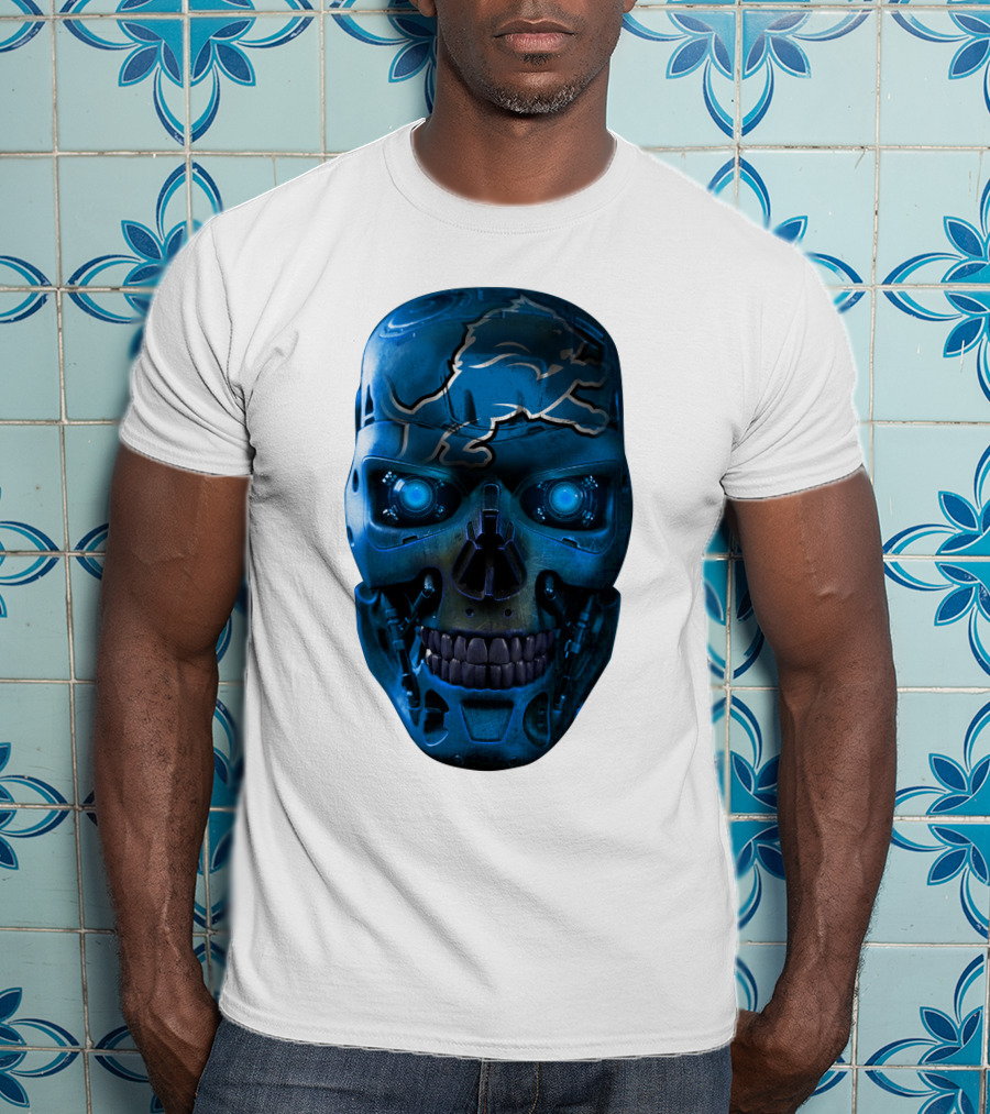Detroit Lions Cyber Skull T-Shirt