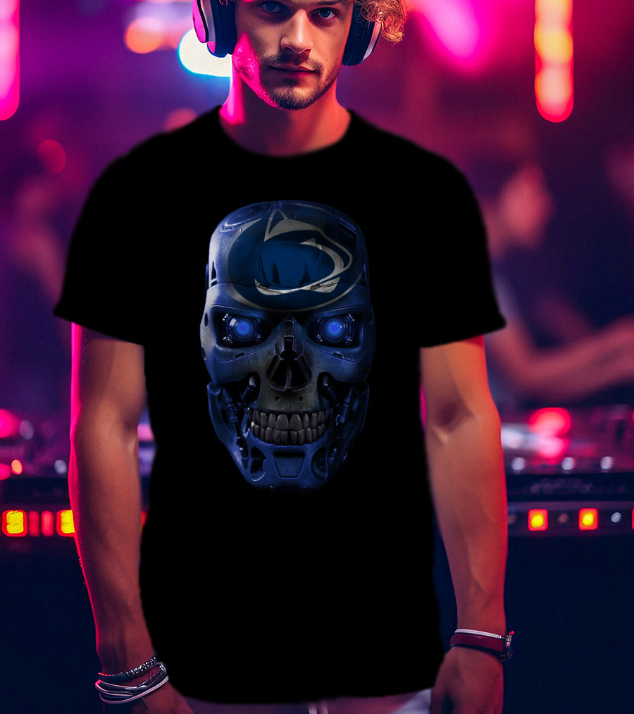 Penn State Nittany Lions Skull Cyberpunk Face T-Shirt