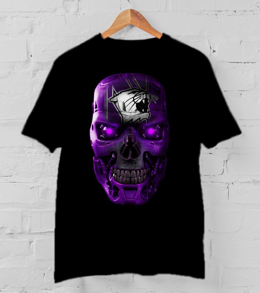 Northwestern Wildcats Skull Robot Face T-Shirt