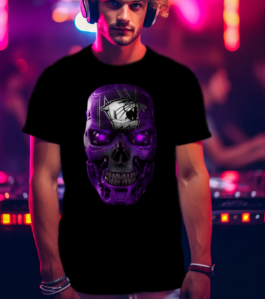 Northwestern Wildcats Skull Robot Face T-Shirt