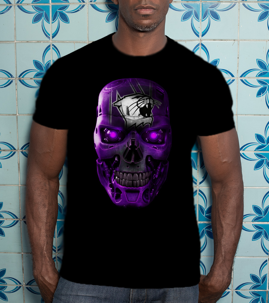 Northwestern Wildcats Skull Robot Face T-Shirt