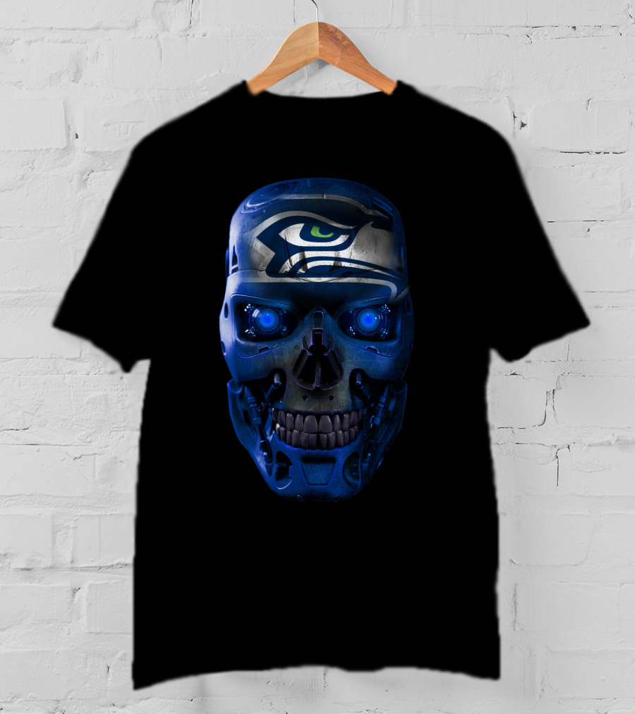 Seahawks Skull Robot Futuristic T-Shirt