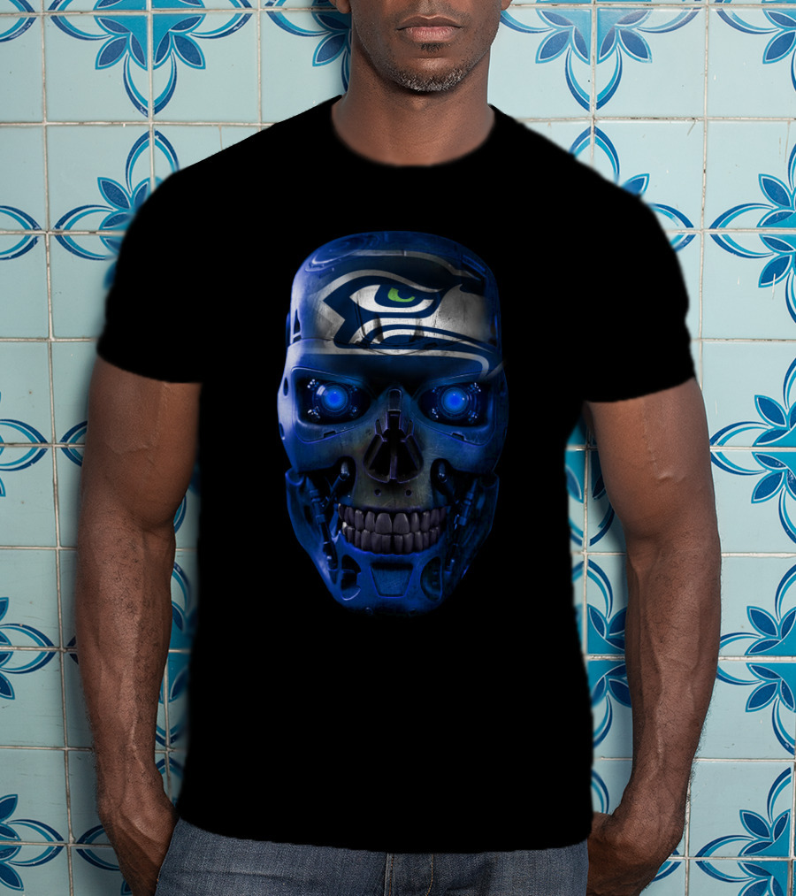 Seahawks Skull Robot Futuristic T-Shirt