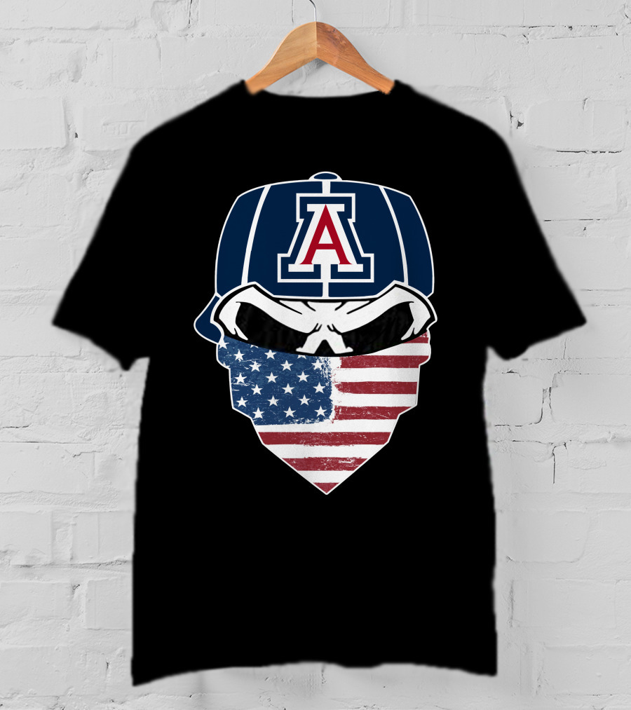 Arizona Wildcats Skull American Flag Bandana T-Shirt