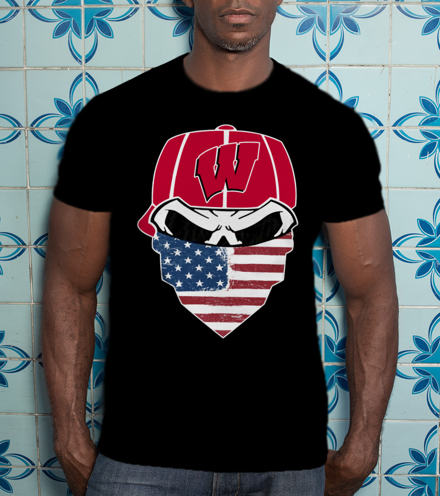 Badgers Skuls W Bandana American Flag T-Shirt