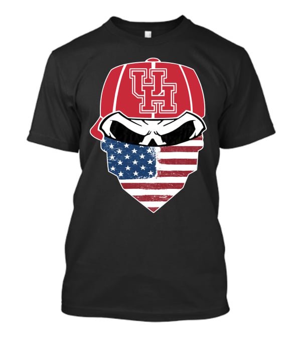 UH Houston Cougars Skull Bandana American Flag T-Shirt