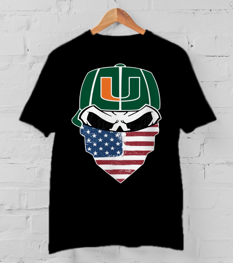Hurricanes Skulls U American Flag Bandana T-Shirt