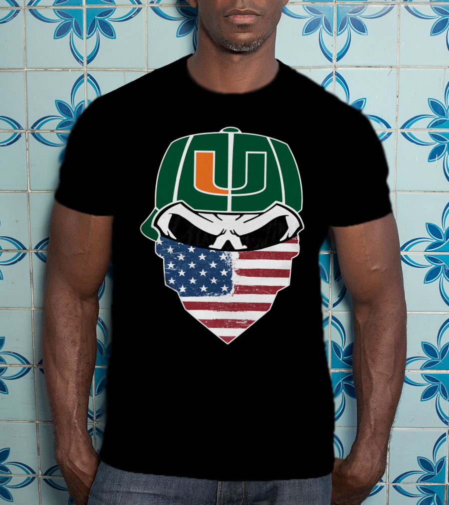Hurricanes Skulls U American Flag Bandana T-Shirt