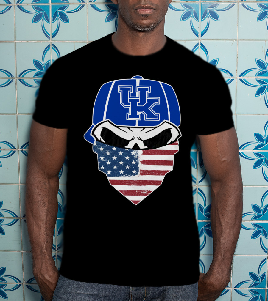 Kentucky Wildcats Skulls UK Flag Bandana Hat T-Shirt