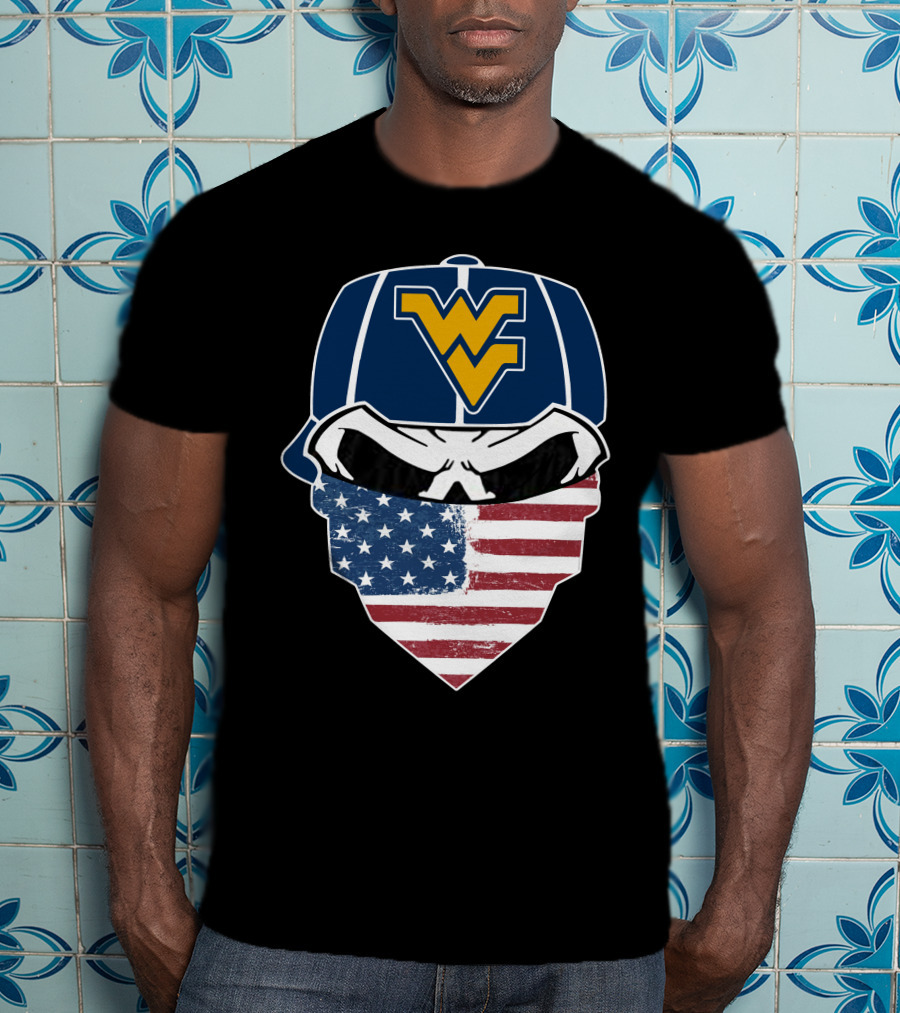 Mountaineers Skuls American Flag Bandana WV T-Shirt