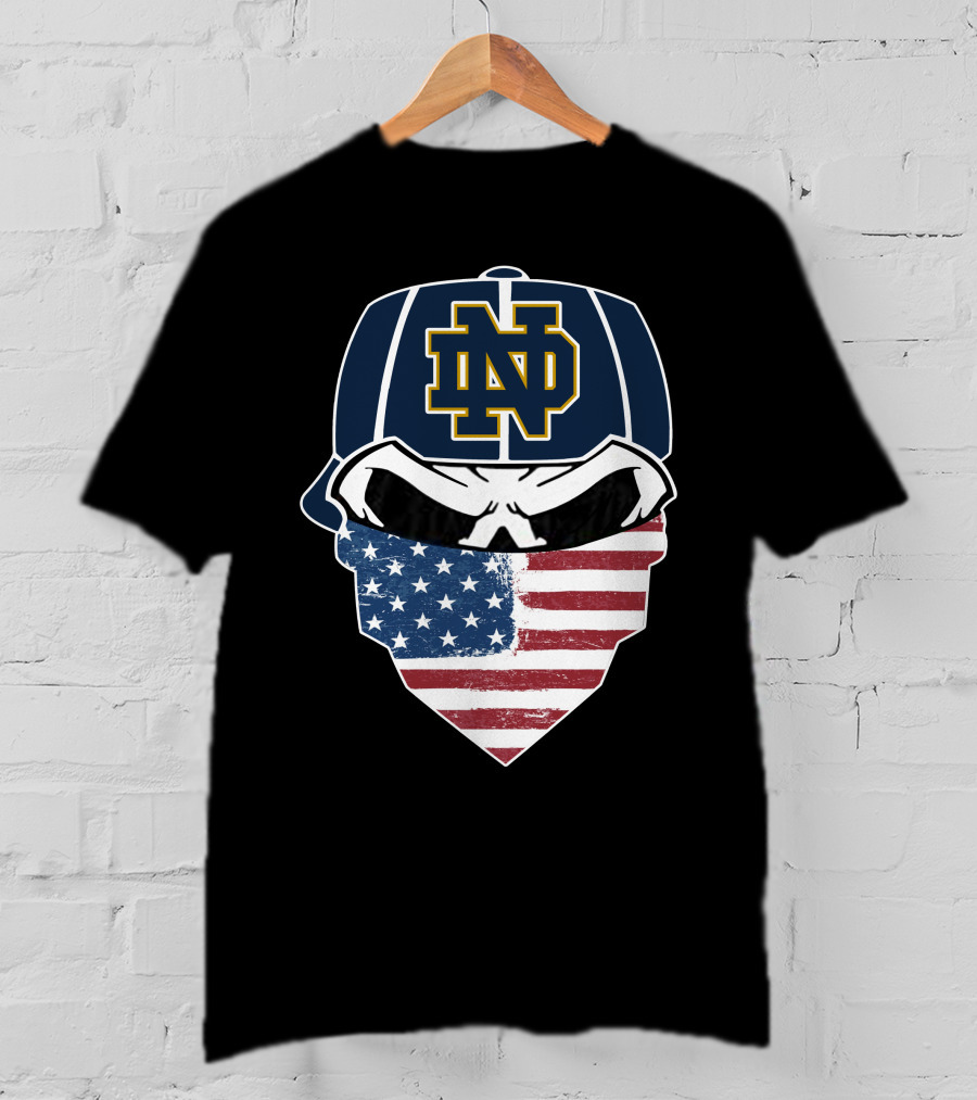 Notre Dame Skulls USA Flag Bandana ND Cap T-Shirt