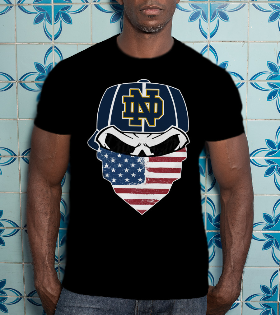 Notre Dame Skulls USA Flag Bandana ND Cap T-Shirt