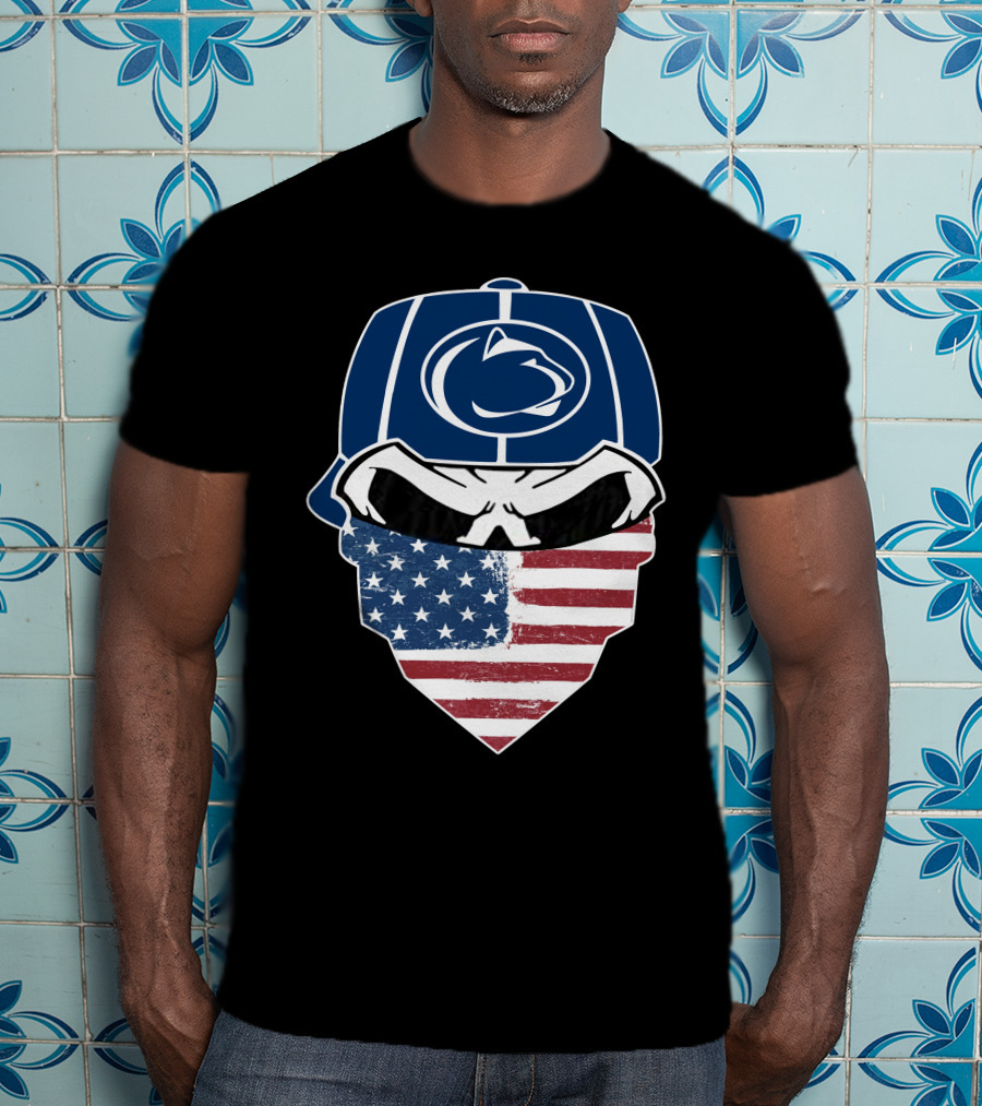 Penn State Skulls American Flag Bandana T-Shirt