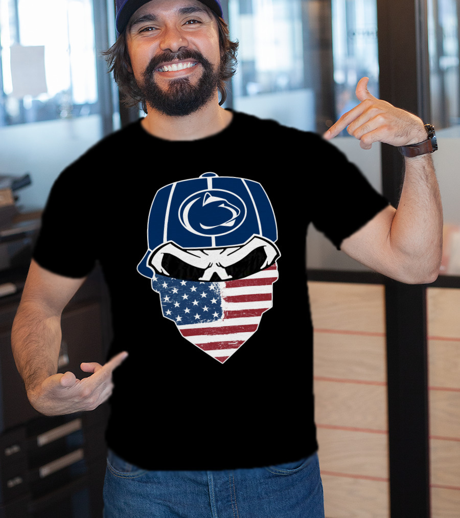 Penn State Skulls American Flag Bandana T-Shirt