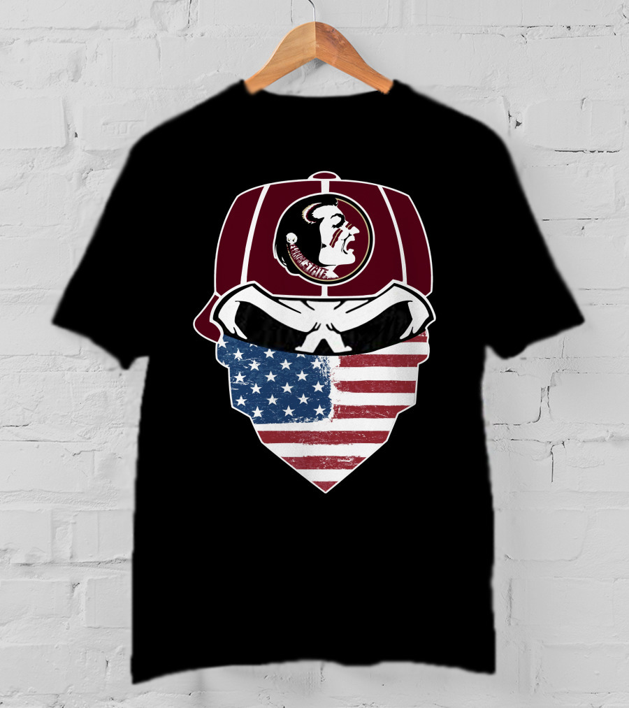 Seminoles Skulls Mask With American Flag And Tribal T-Shirt