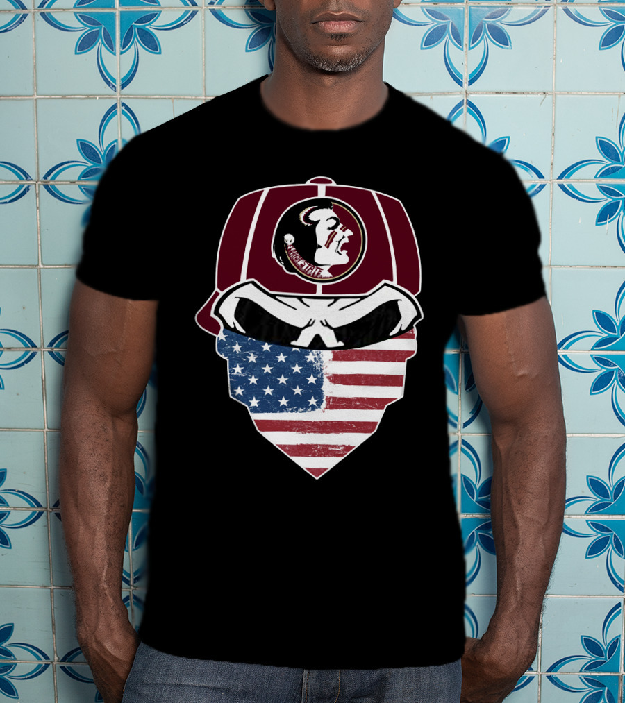 Seminoles Skulls Mask With American Flag And Tribal T-Shirt