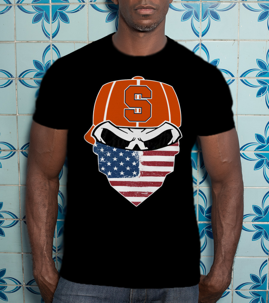 Syracuse Orange Skull American Flag T-Shirt