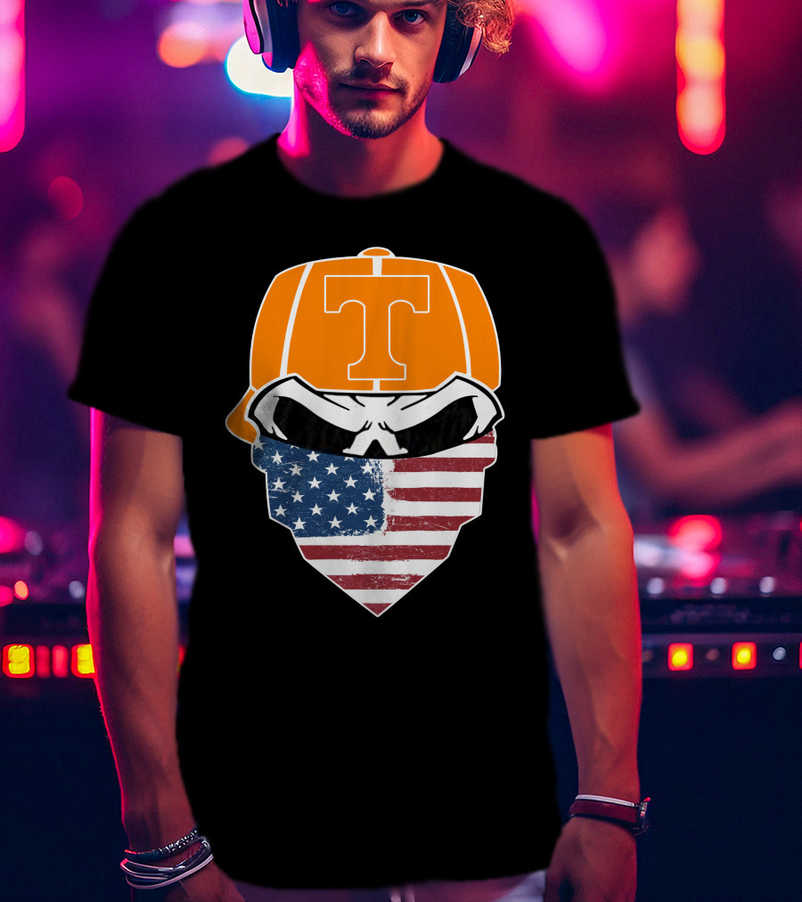 Tennessee Volunteer Skuls American Flag Bandana T-Shirt