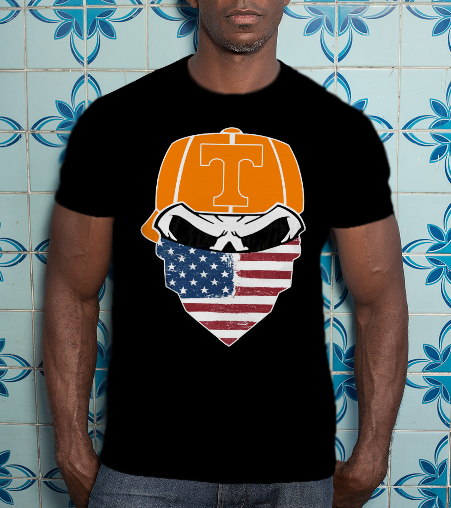 Tennessee Volunteer Skuls American Flag Bandana T-Shirt