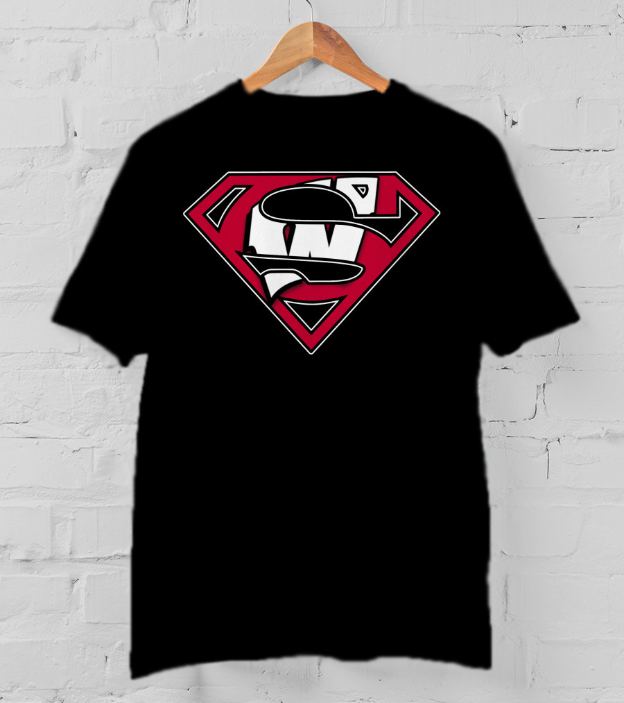 Superman Wisconsin Badgers Logo Combination T-Shirt