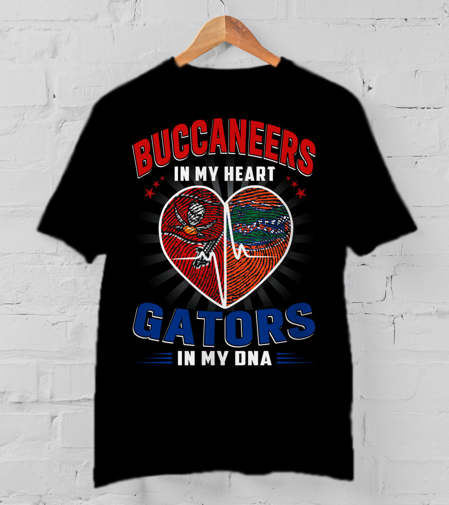 Buccaneers In My Heart Gators In My DNA Football Florida Passion T-Shirt