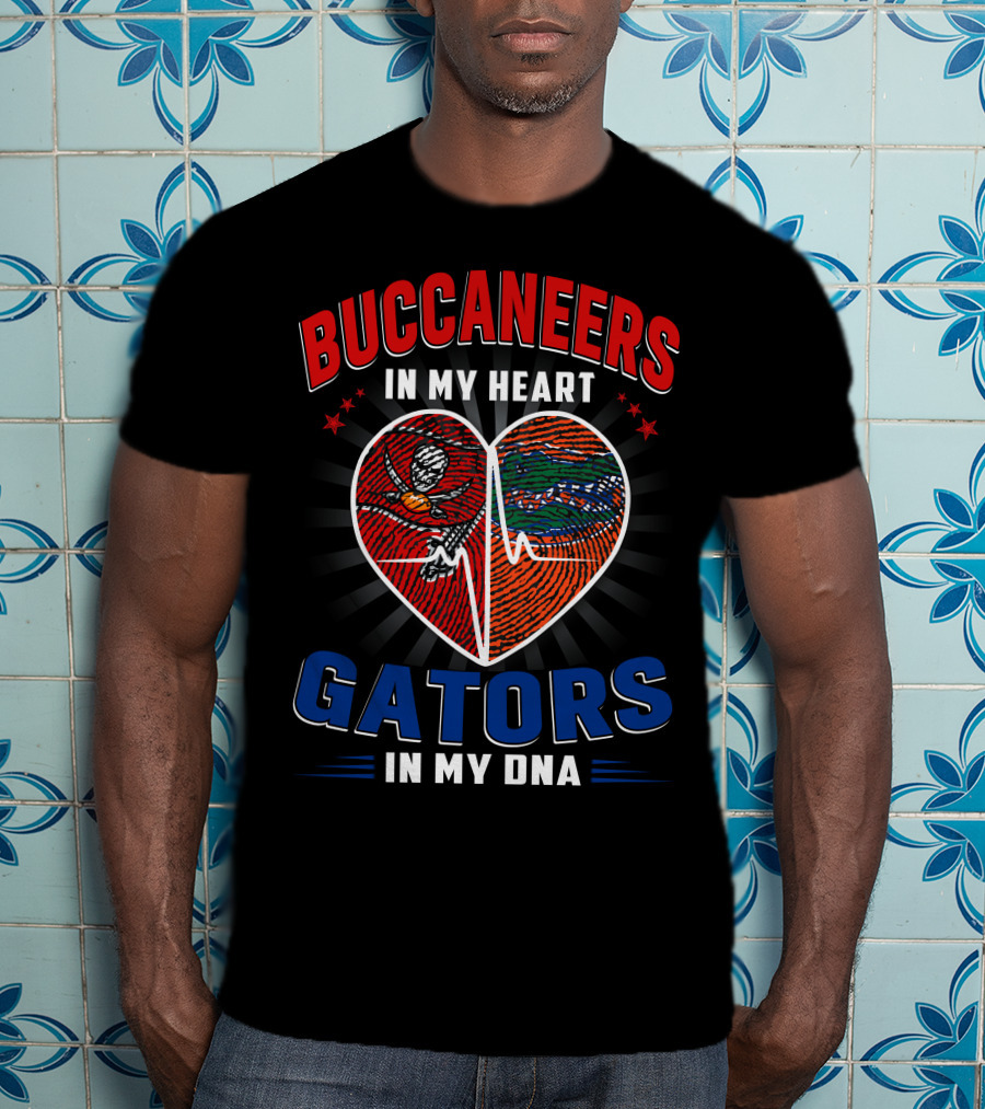 Buccaneers In My Heart Gators In My DNA Football Florida Passion T-Shirt