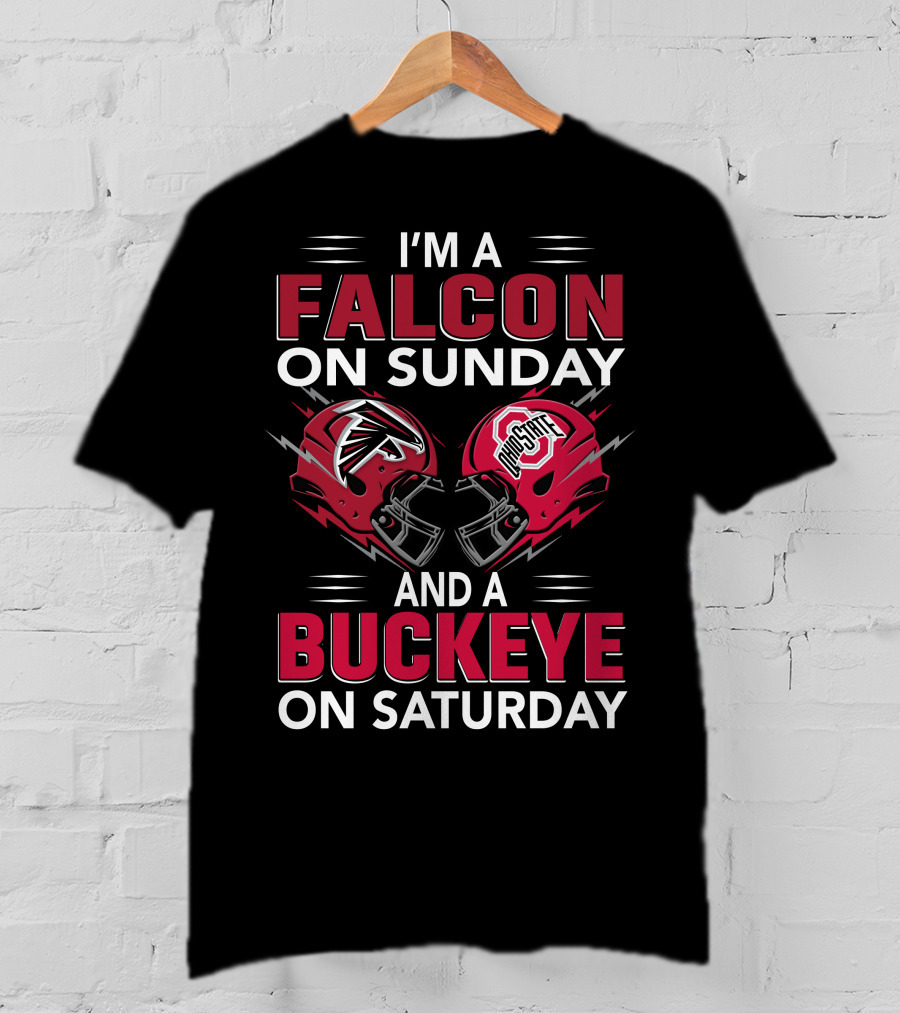 I'm A Falcon On Sunday And A Buckeye On Saturday Football Fan Helmet T-Shirt