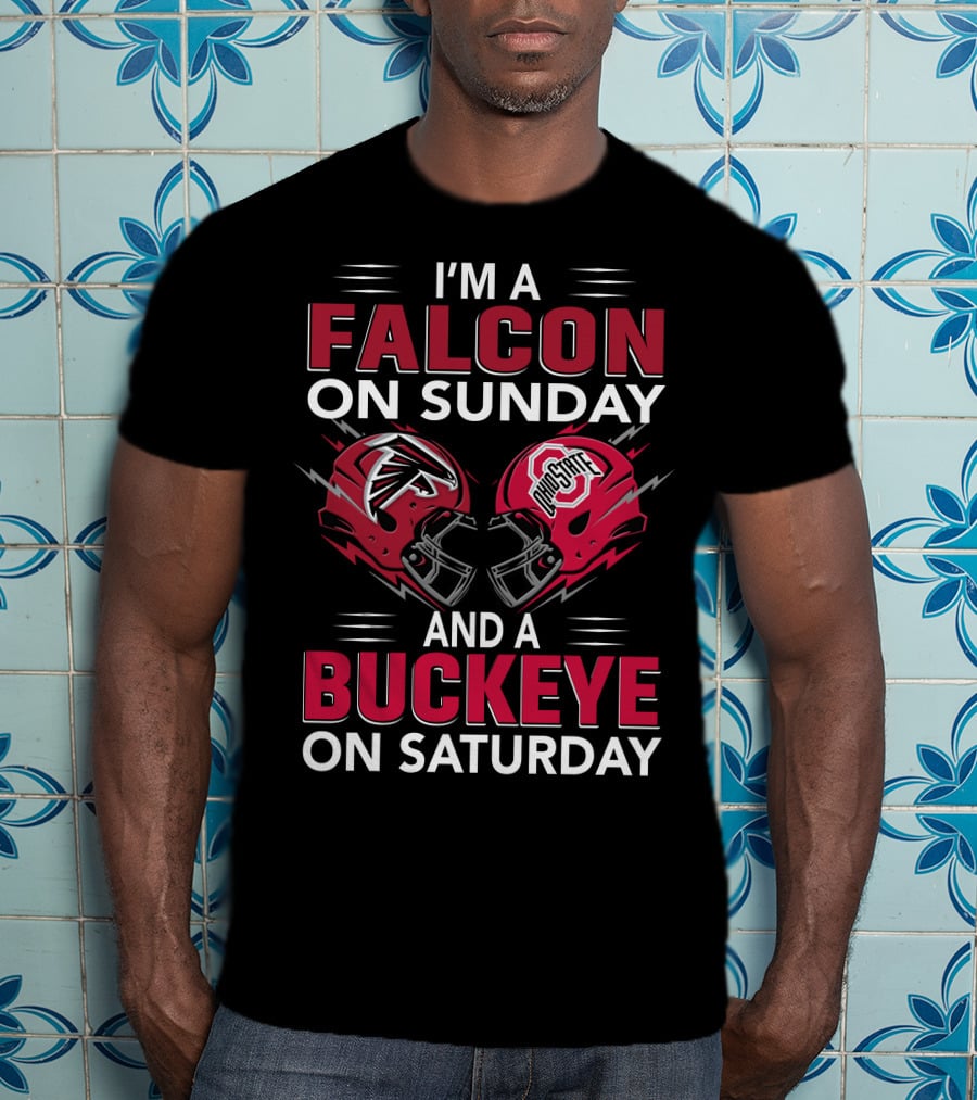 I'm A Falcon On Sunday And A Buckeye On Saturday Football Fan Helmet T-Shirt